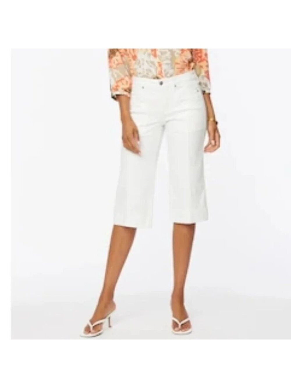 NEW NYDJ White Stretch Wide Leg Capri Jeans - Size 6